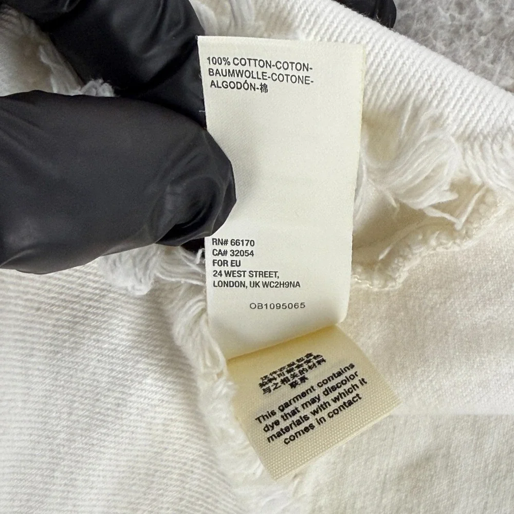 Free‎ People Side Car Mini Skirt Womens Size 28 White Denim Frayed Hem Casual - Picture 14 of 16